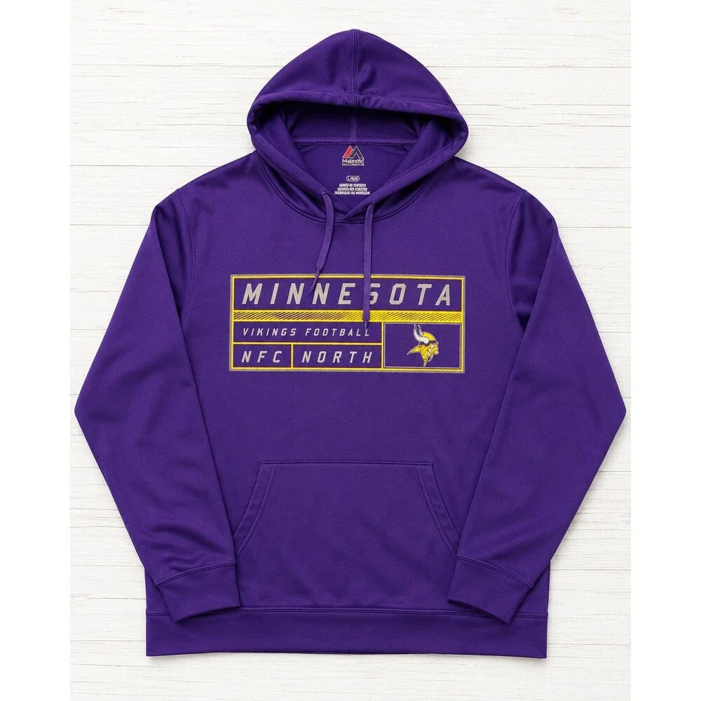Majestic Minnesota Vikings Hoodie Large Purple NFL Football NFC North Pullover